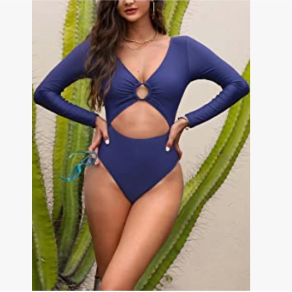 One Piece Cut Out Long Sleeve Suit